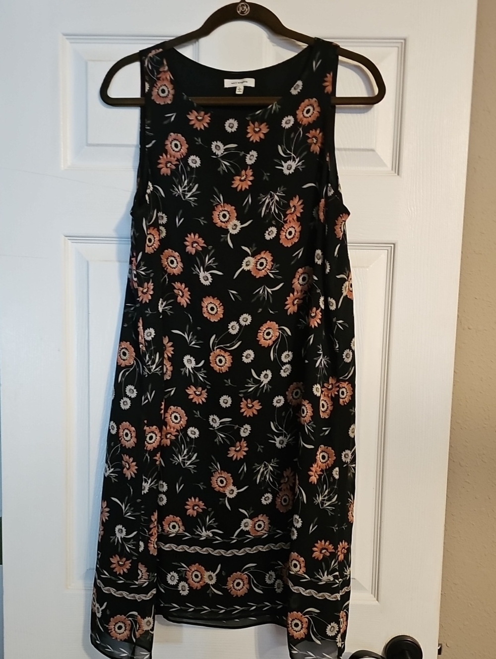 Max Studio Black Midi Dress with Pink Floral Print